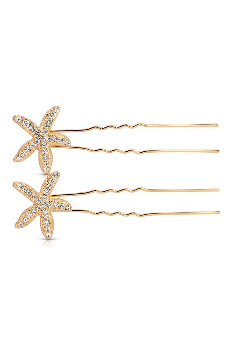 Sandy Shores Set of 2 Hair Pins, Main, color, GOLD
