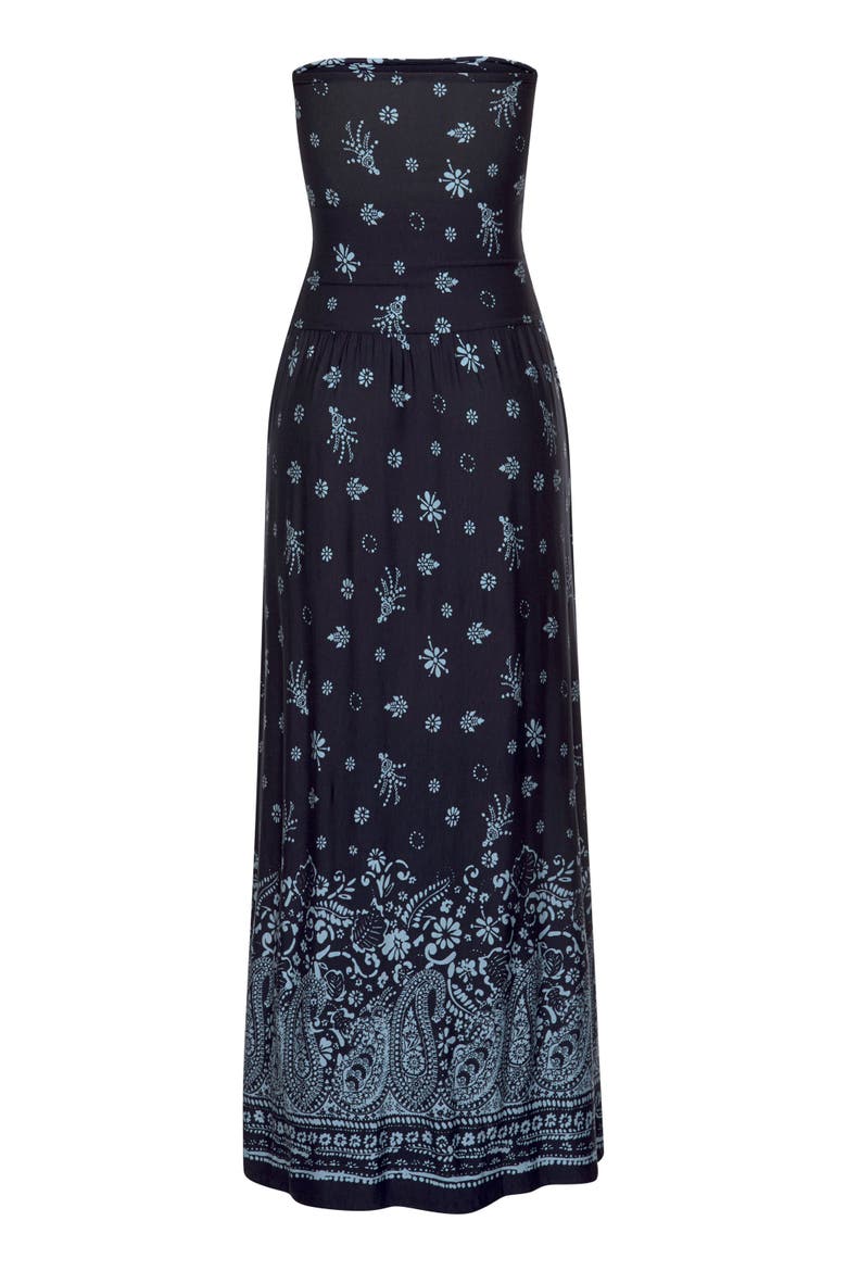 Bandeau Maxi Dress, Alternate, color, Navy Printed