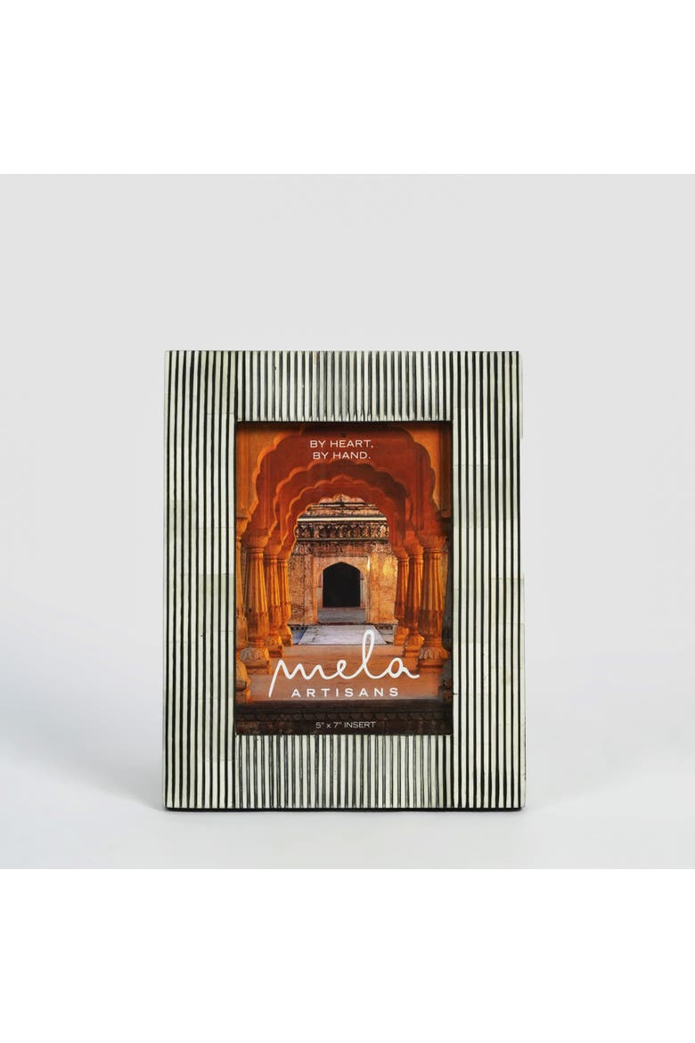 Pinstripe Photo Frame Gift Box Set, Alternate, color, Black/Grey Pinstripe