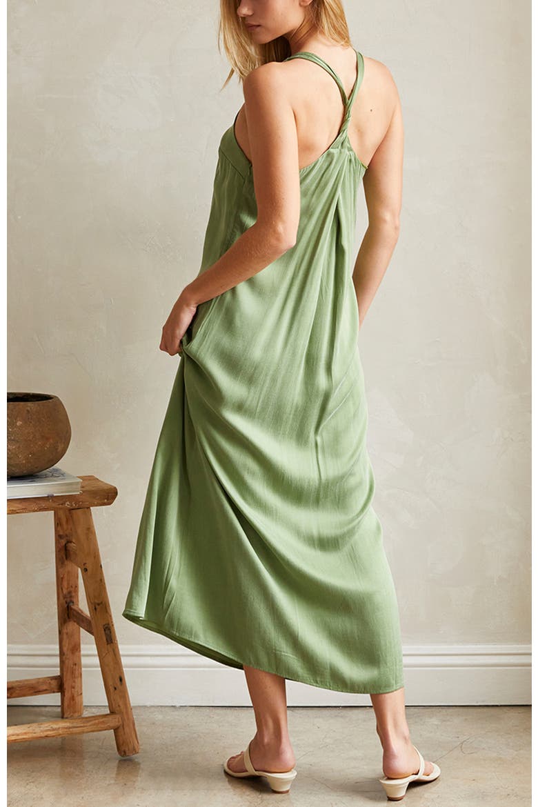 Back Twist Cupro Slip Dress, Alternate, color, Matcha