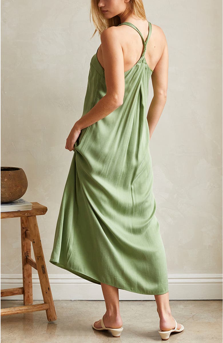 CRESCENT Back Twist Cupro Slip Dress, Alternate, color, Matcha