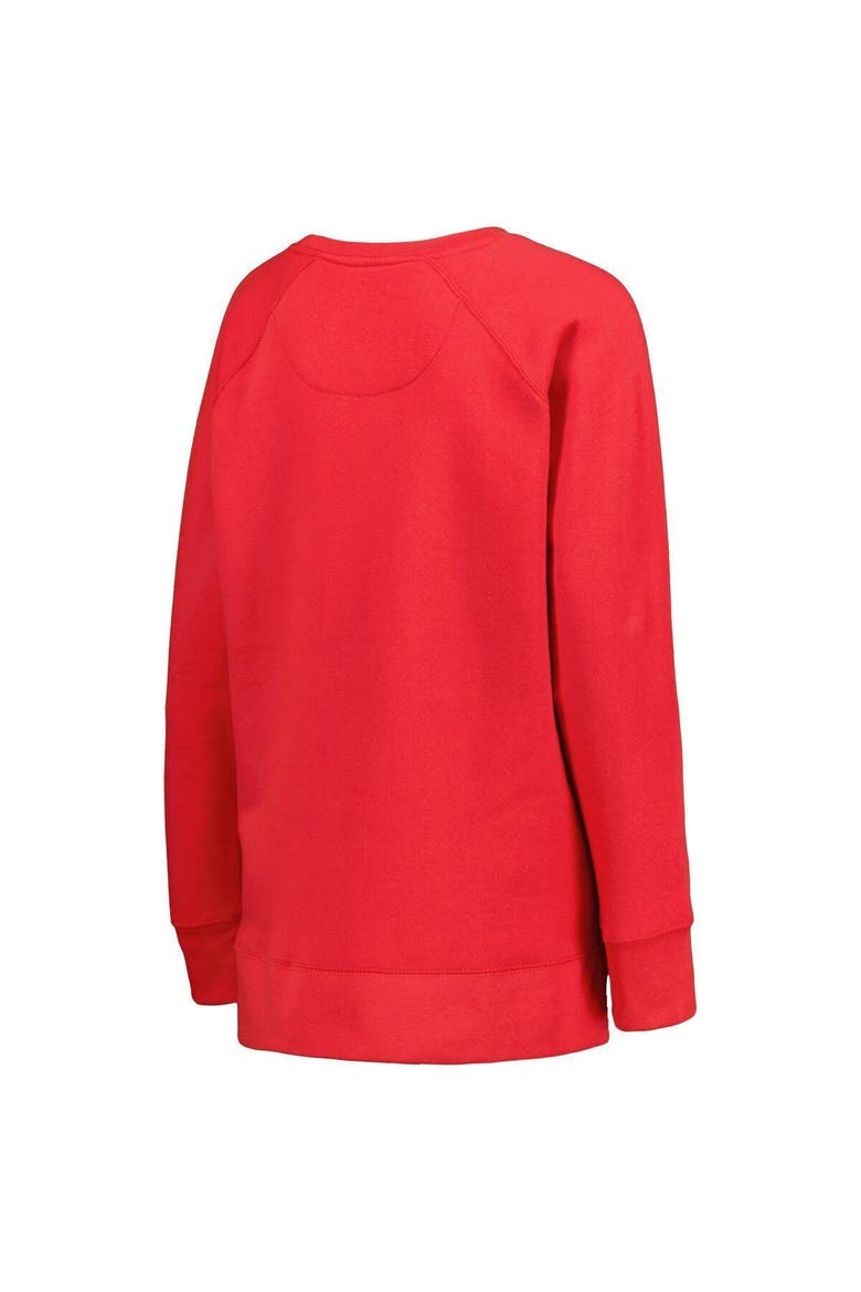 Women's Pressbox Scarlet Nebraska Huskers Steamboat Animal Print Raglan Pullover Sweatshirt, Alternate, color, Scarlet