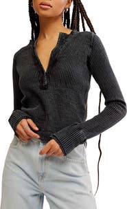 Free People Colt Long Sleeve Waffle Knit Henley