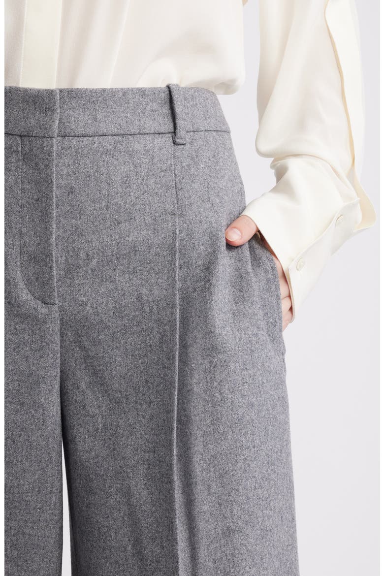 Tiana Pleat Wide Leg Pants, Alternate, color, PEBBLE MELANGE FLANNEL