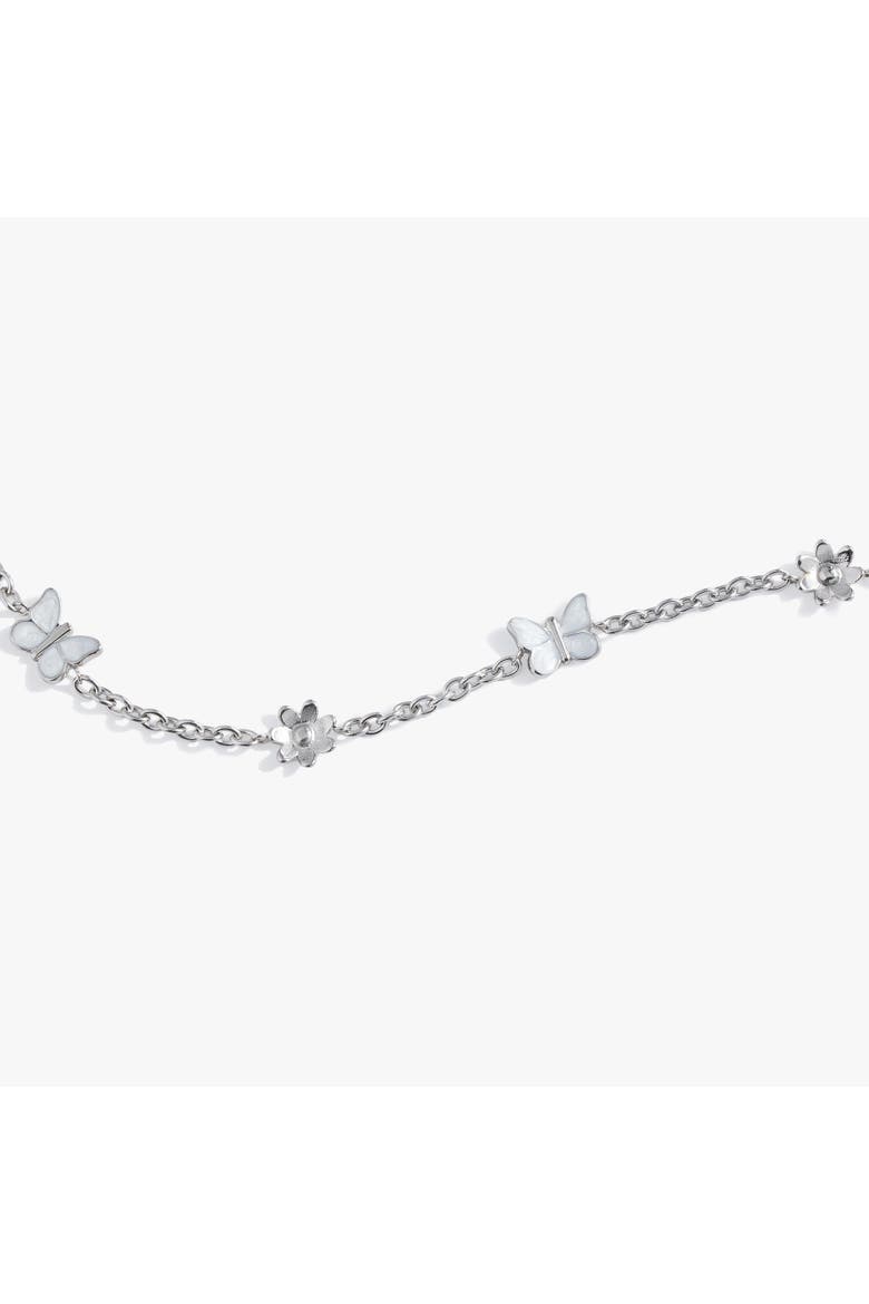 Butterfly and Flower Anklet, Alternate, color, Silver