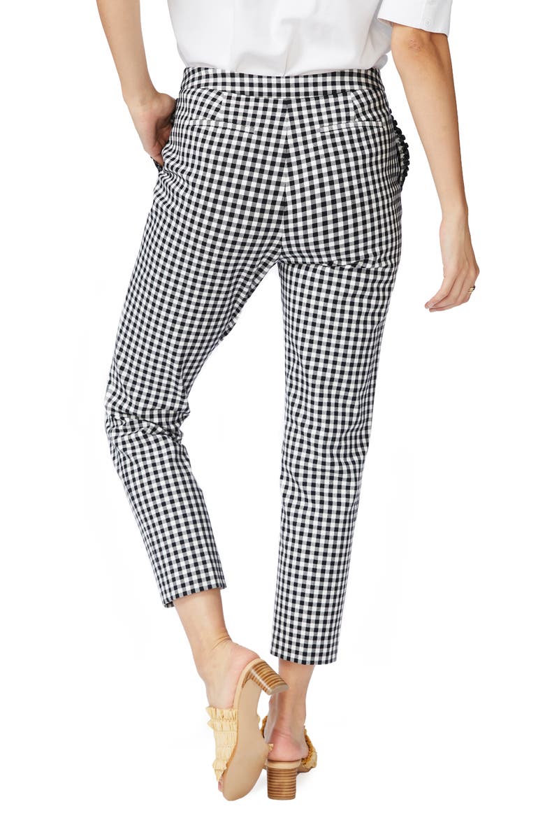 Slim Leg Stretch Gingham Pants, Alternate, color, RICH BLACK