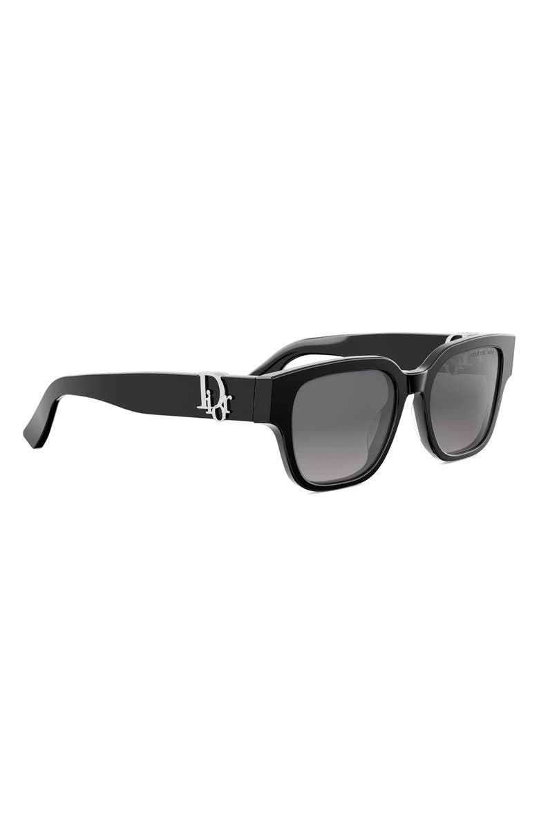 DIOR 'DiorOblique S1F 53mm Square Sunglasses, Alternate, color, Shiny Black / Gradient Smoke