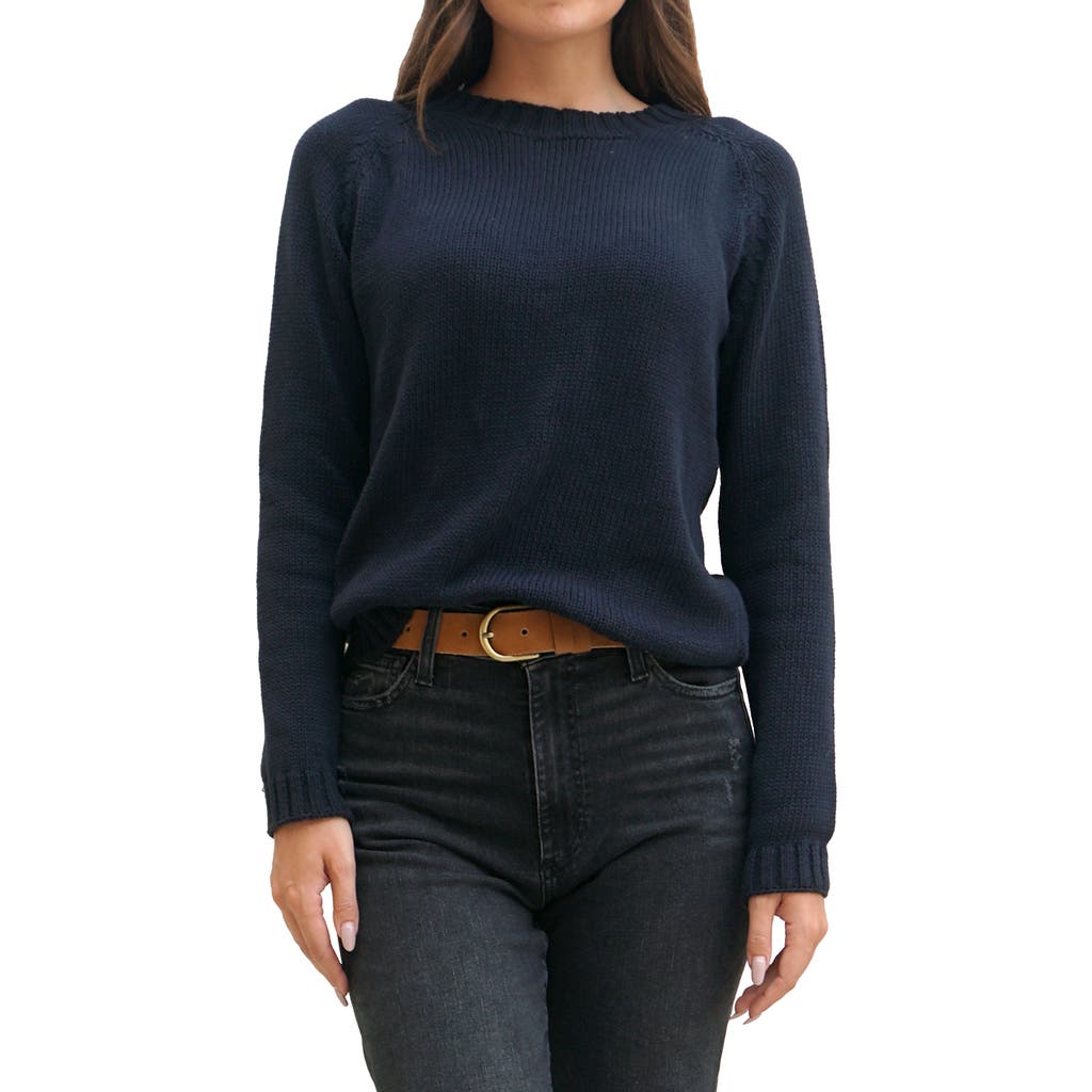 Paneros Clothing Sloane Cotton Crewneck Sweater In Midnight Navy