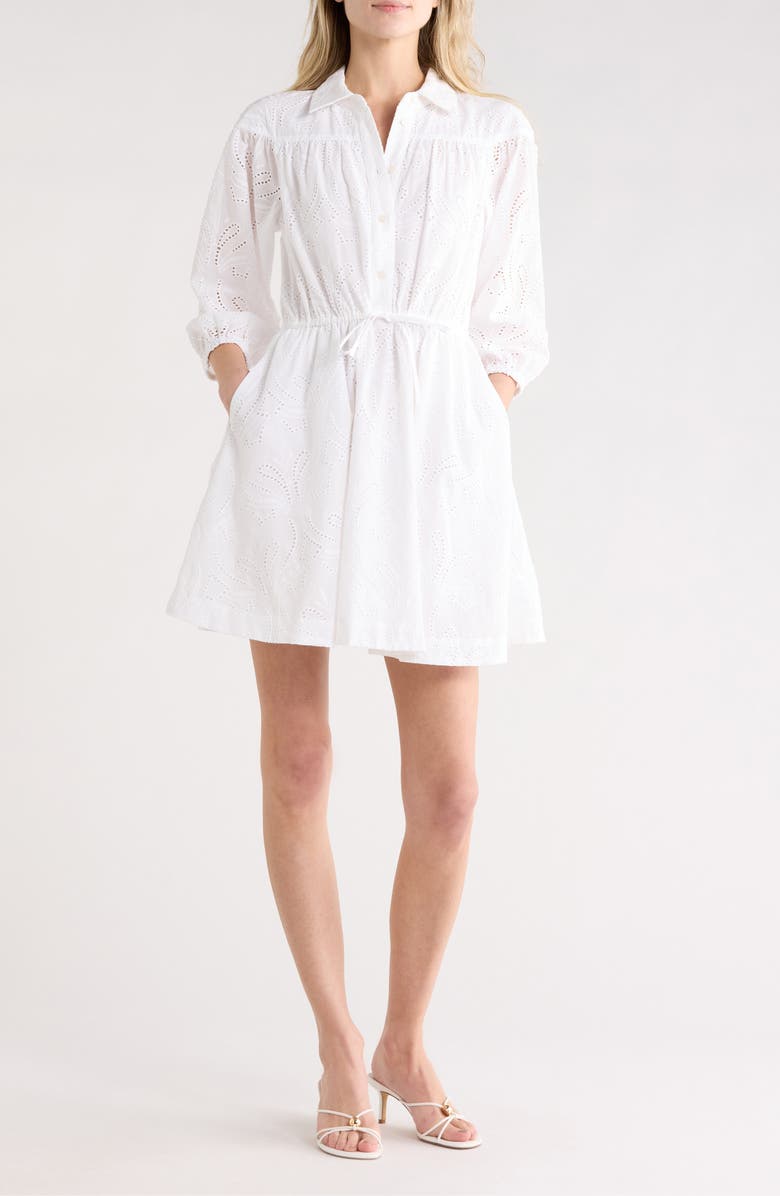 Derek Lam Arbi Cotton Eyelet Shirtdress, Main, color, White