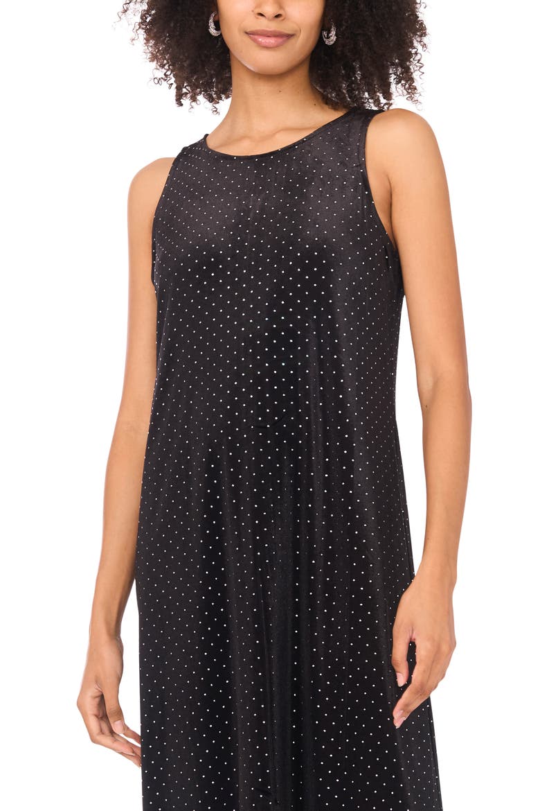 Dot Keyhole Back Sleeveless Maxi Dress, Alternate, color, RICH BLACK
