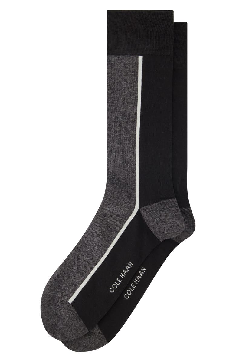 Cole Haan Colorblock Dress Socks, Main, color, Black