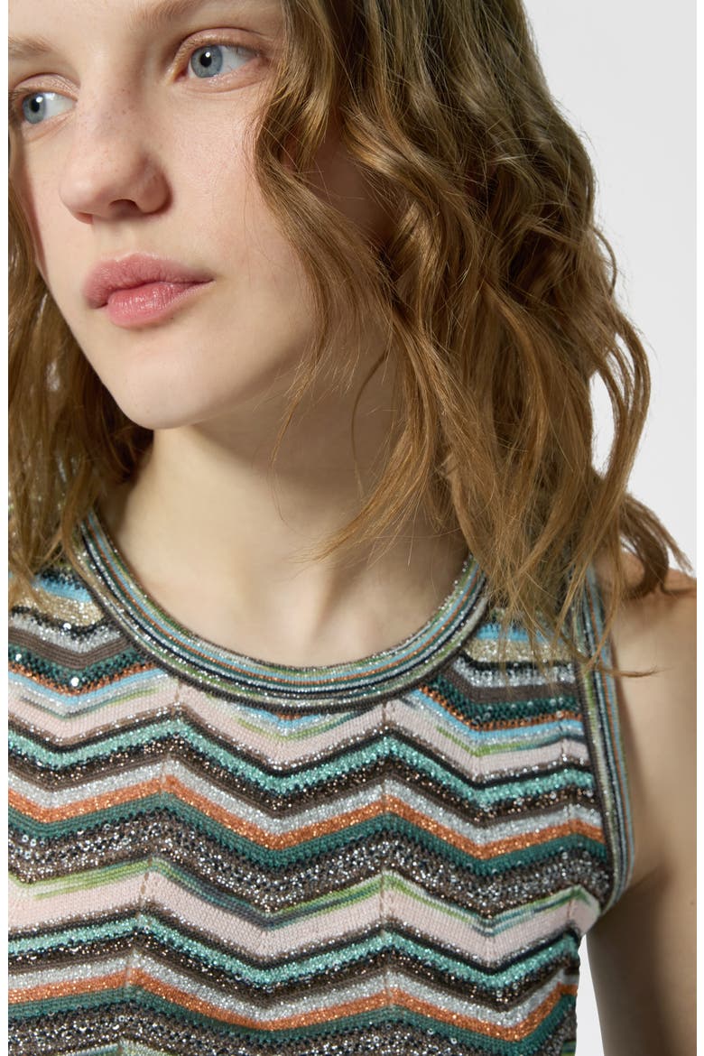 Sequin Metallic Jacquard Sleeveless Sweater, Alternate, color, BLACK MULTI