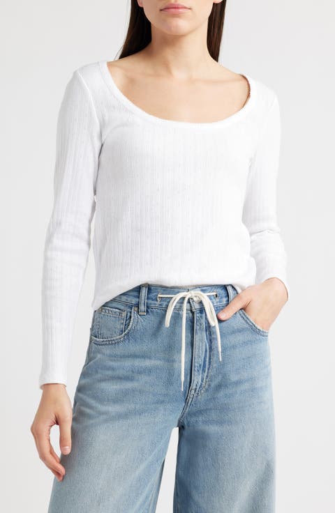 Long Sleeve Pointelle T-Shirt