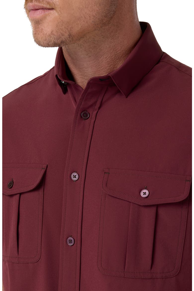 Leeward Tailgate Short Sleeve Performance Button-Up Shirt, Alternate, color, MAROON