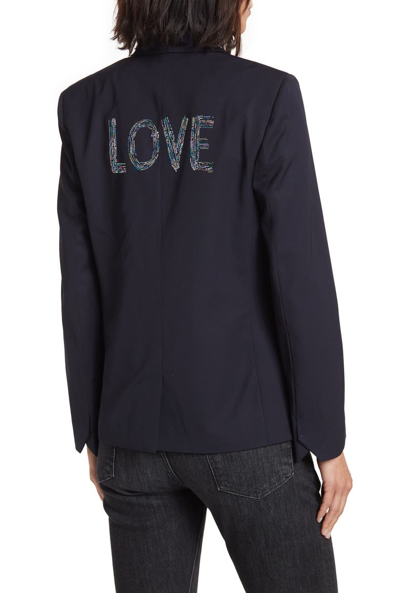 Vedy Strass Love Wool Blazer, Alternate, color, NAVY