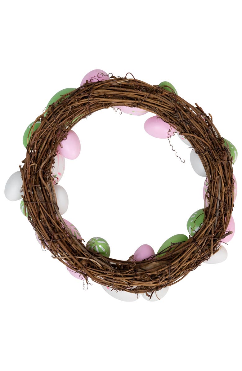 Northlight Easter Egg Grapevine Wreath - 10" - Pink/Green, Alternate, color, Pink