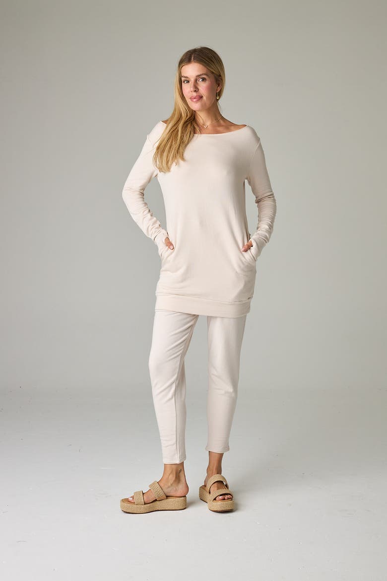 Masai Mara Eco-Luxe Fleece Open-Neck Tunic/Dress - Cloud-Soft Comfort, Alternate, color, Bone