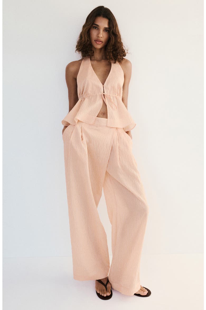 Stripe Pleated Wide Leg Pants, Alternate, color, ORANGE