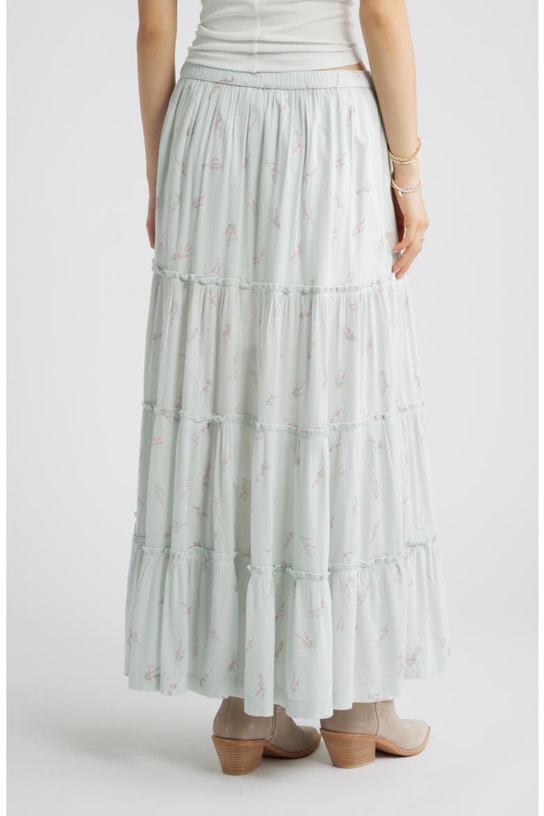 Tiered Maxi Skirt, Alternate, color, GREEN CHERIE BLOSSOM