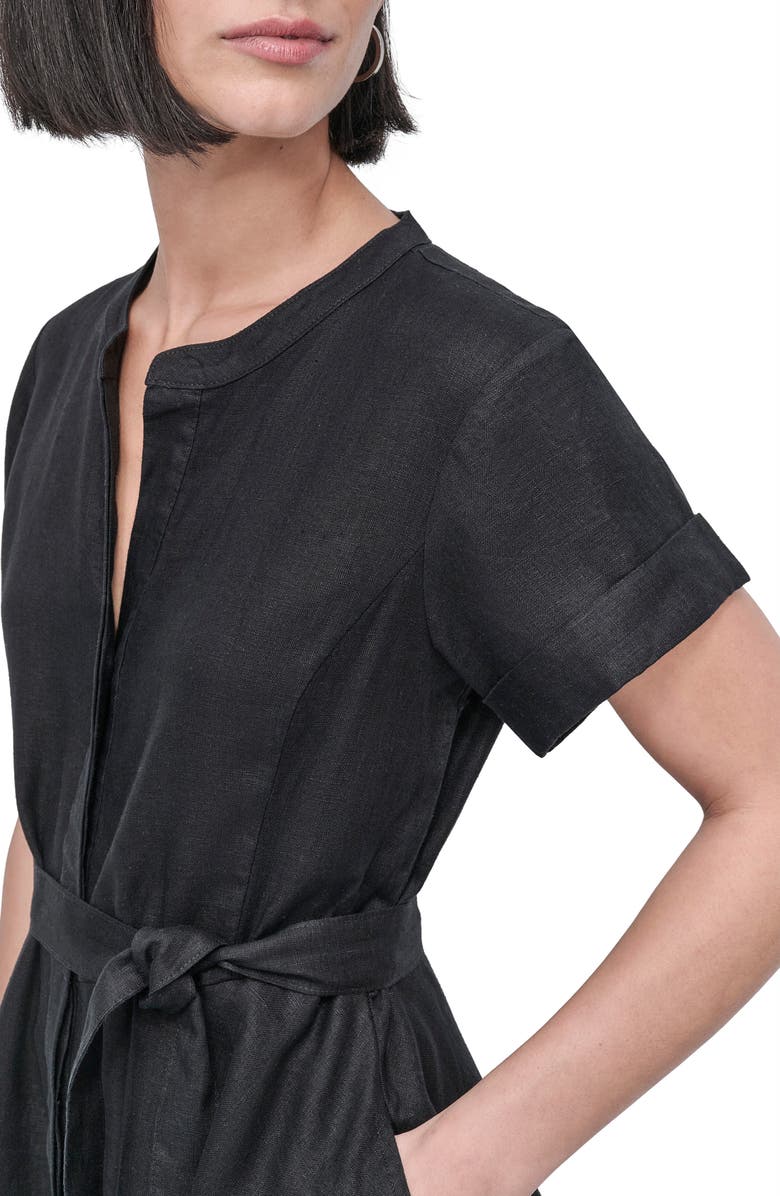 DKNY Asymmetric Linen Shirtdress, Alternate, color, 