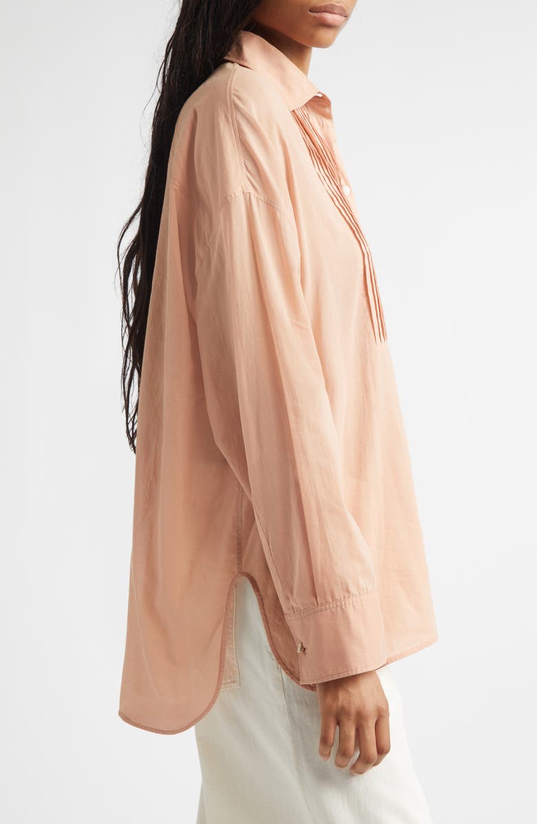 Golden Goose Journey Pleated Bib Oversize Button-Up Shirt, Alternate, color, Dusty Coral