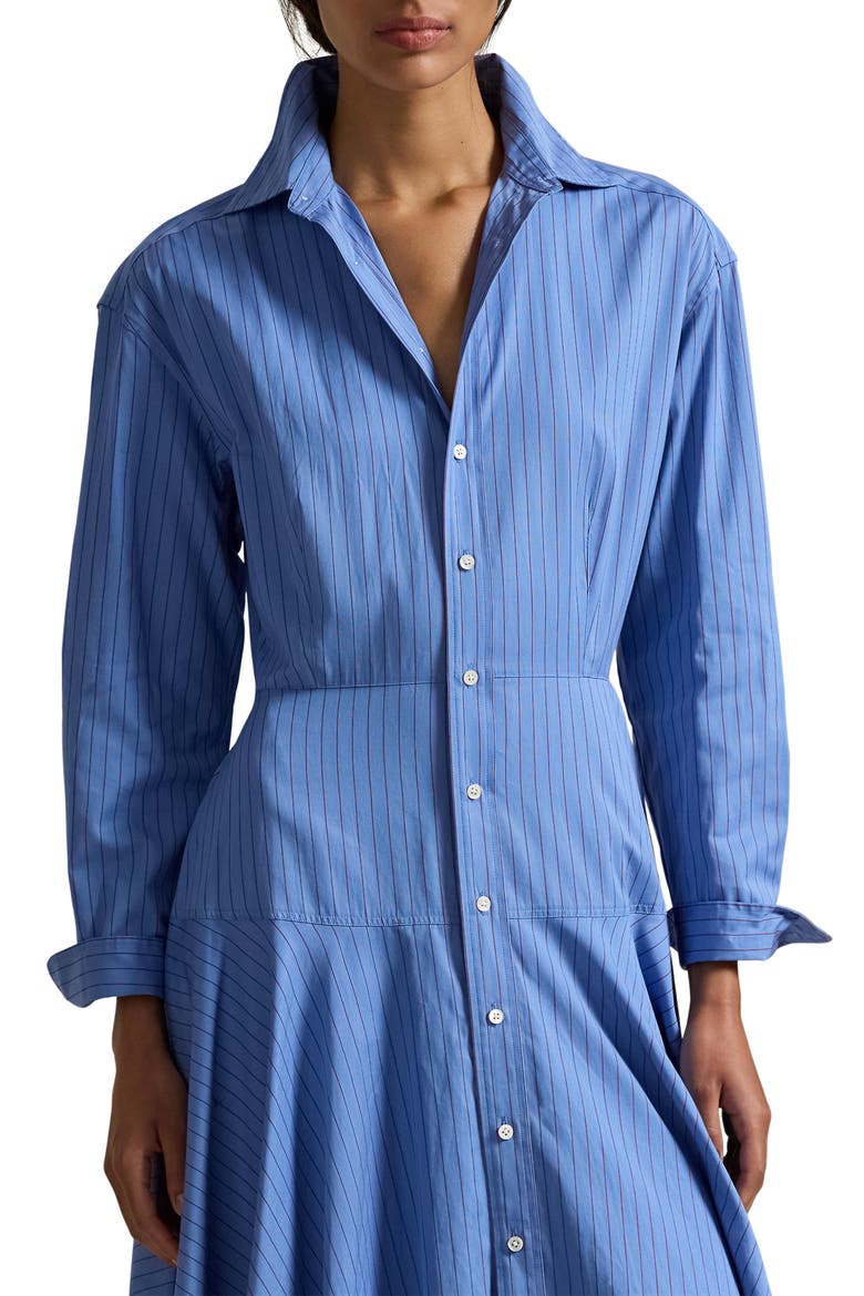Stripe Cotton Poplin Shirtdress, Alternate, color, 1970 BLUE-RED