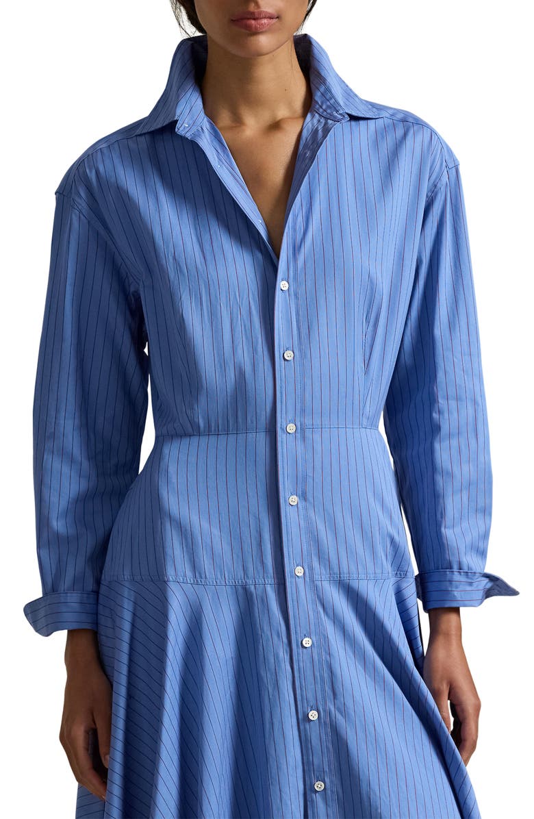 Polo Ralph Lauren Stripe Cotton Poplin Shirtdress, Alternate, color, 1970 Blue-Red