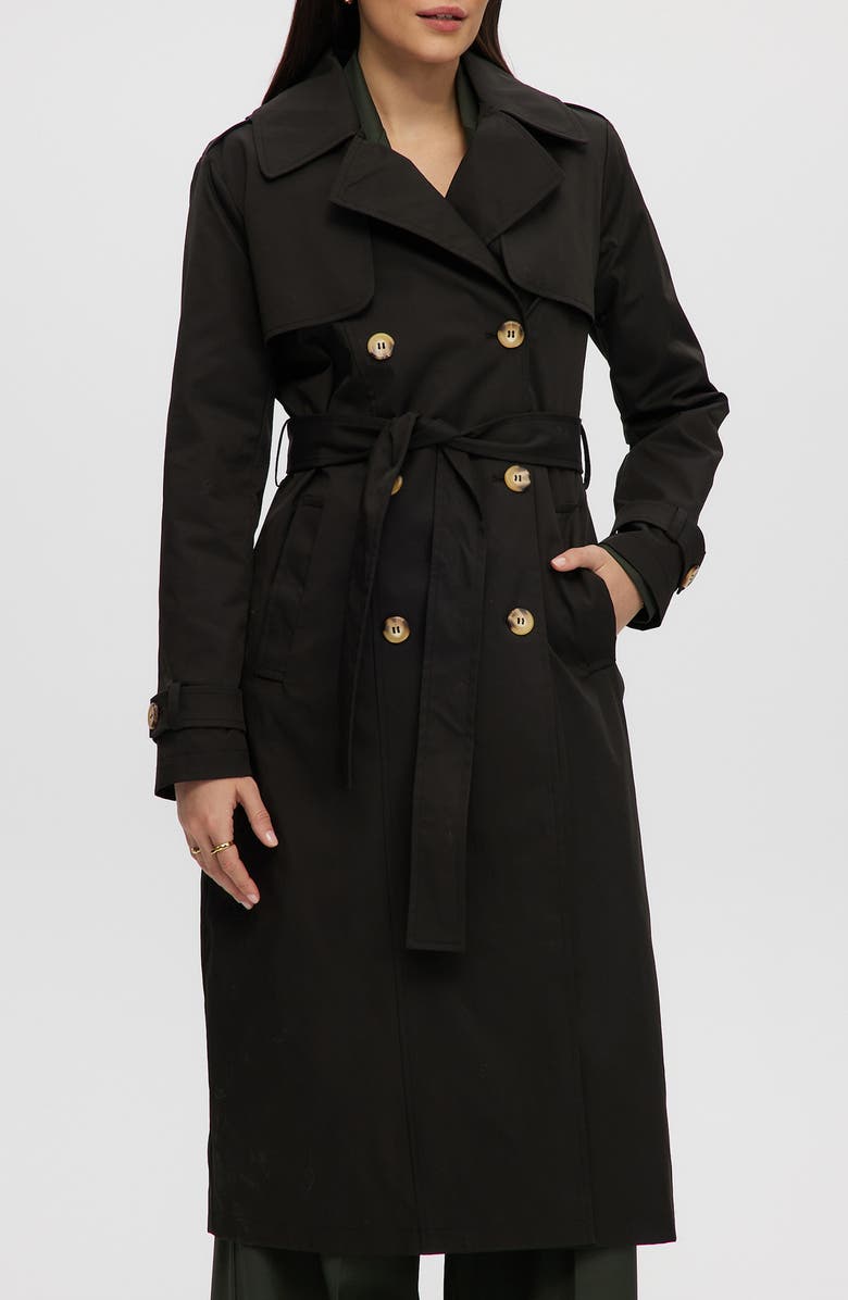 Noize Long Trench Coat, Alternate, color, Black