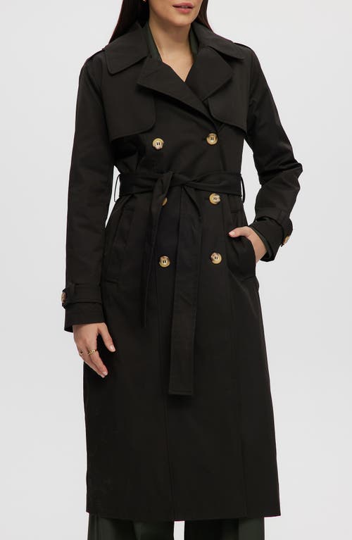 Noize Long Trench Coat In Black
