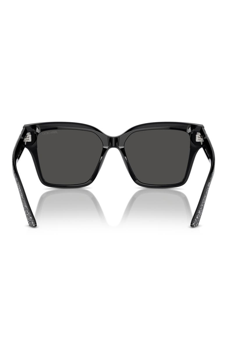 55mm Pillow Sunglasses, Alternate, color, BLACK / GLITTER / DARK GREY