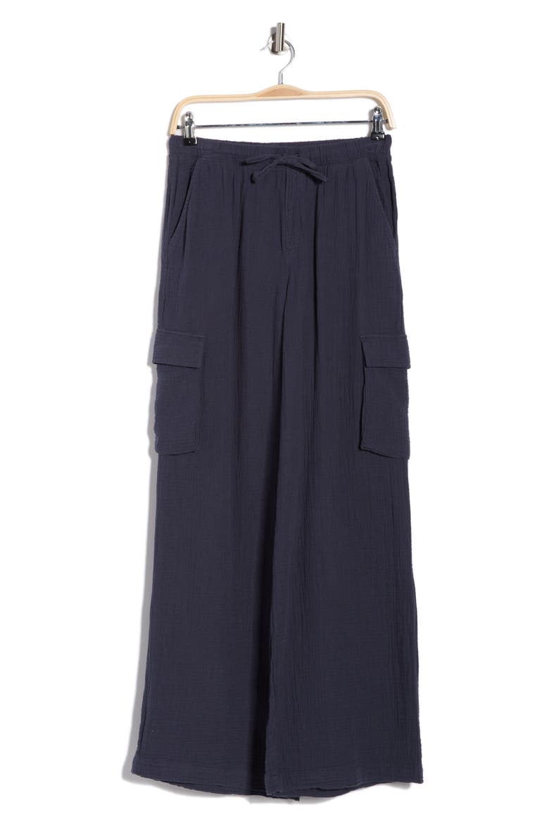 Cotton Gauze Cargo Pants, Alternate, color, NAVY BLUE