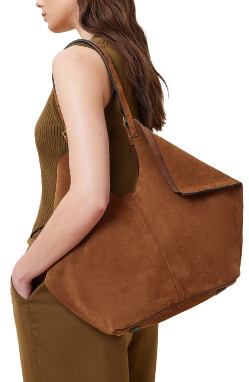 Allsaints Ara Suede East West Tote In Brown