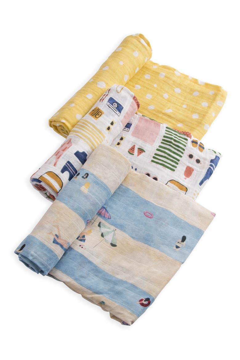 3-Pack Cotton Muslin Blankets, Main, color, BEACH