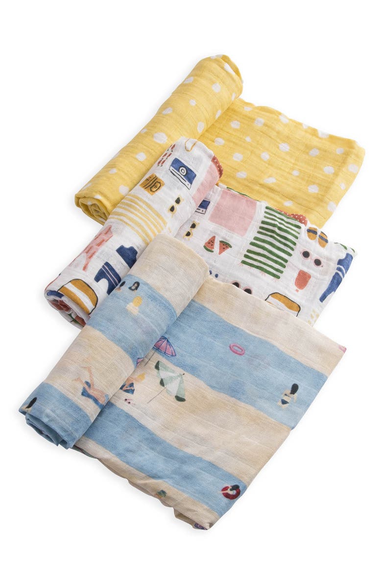 little unicorn 3-Pack Cotton Muslin Blankets, Main, color, 