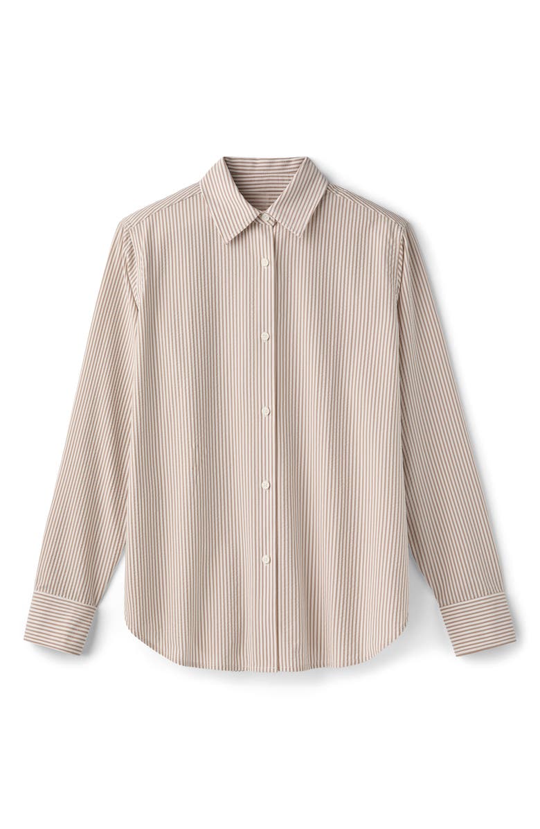 Rhone Saltair Oversize Seersucker Button-Up Shirt, Alternate, color, Taupe Stripe
