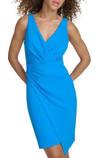 Siena Scuba Crepe Cocktail Dress In Ocean