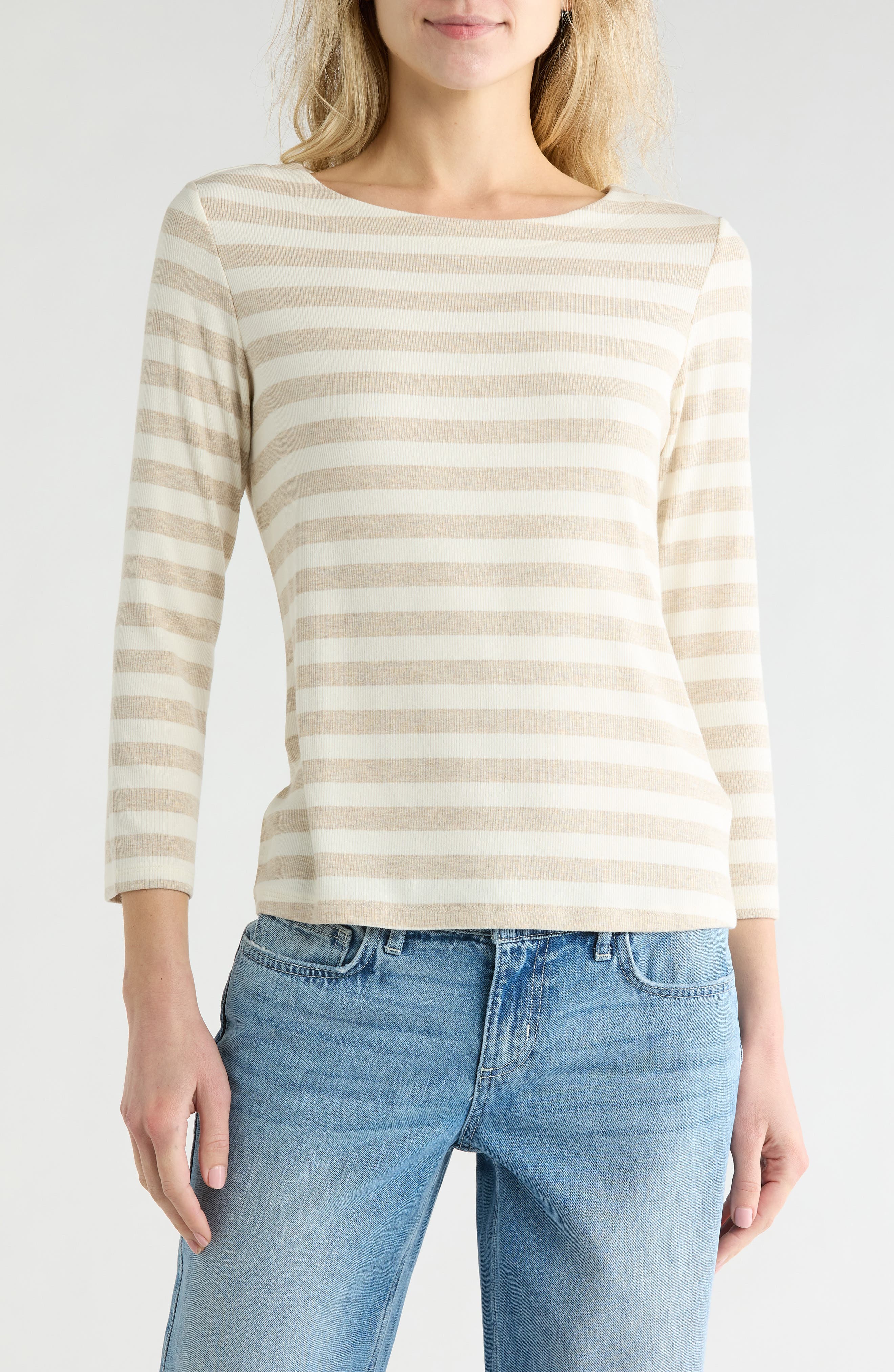 L'AGENCE Lucille Stripe Boat Neck Top
