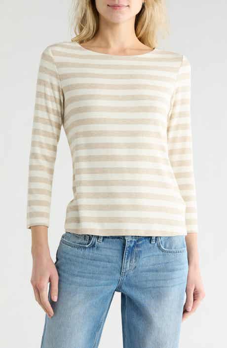L'AGENCE Lucille Stripe Boat Neck Top