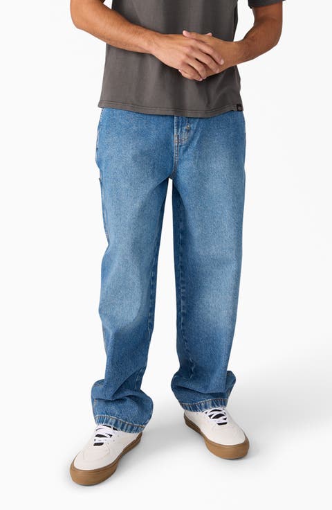 Madison Baggy Carpenter Jeans (Rinsed Blue w/ Fade)