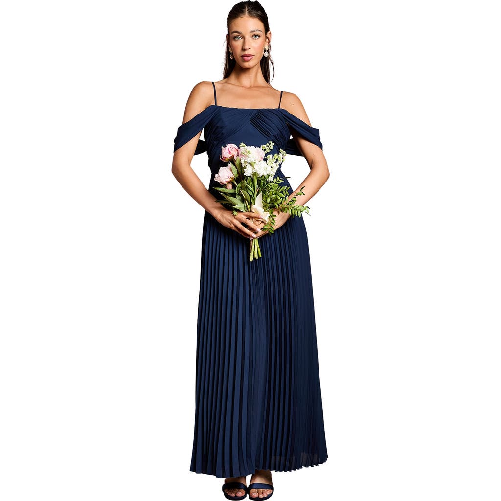 Coast Bardot Pleated Maxi Bridesmaid Dress In Black