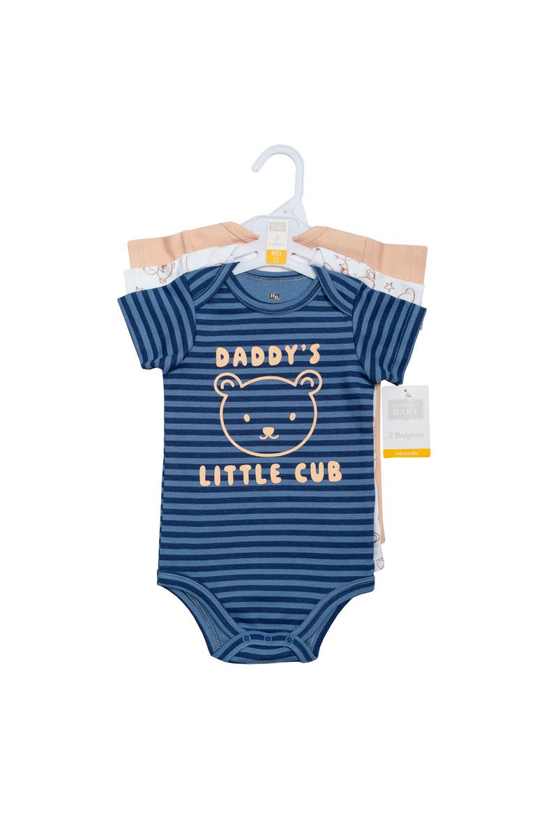 3Pk Pack of Essential Cotton One-Piece Rompers, Alternate, color, Daddys Little Cub