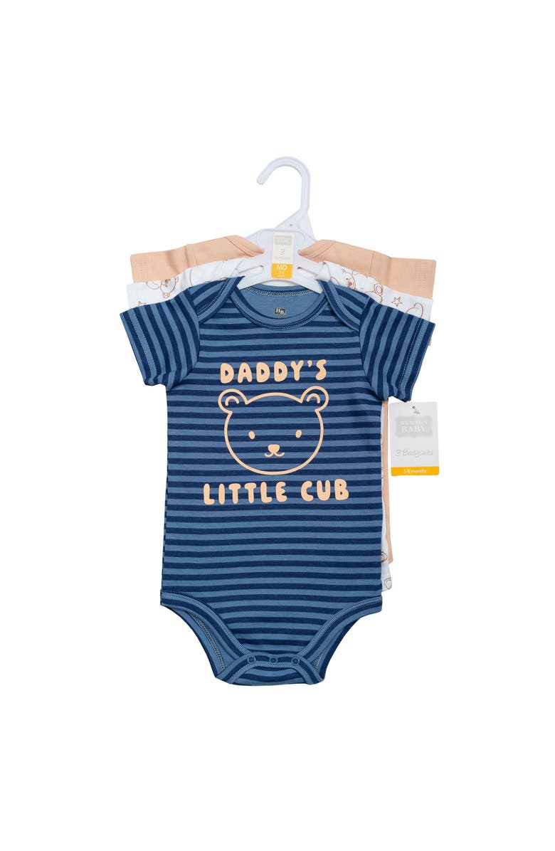 Hudson Baby 3Pk Pack of Essential Cotton One-Piece Rompers, Alternate, color, Daddys Little Cub
