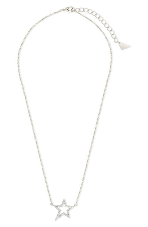Stationed Cubic Zirconia Star Pendant Necklace