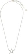 Sterling Forever Stationed Cubic Zirconia Star Pendant Necklace