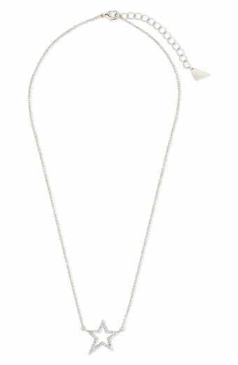Sterling Forever Stationed Cubic Zirconia Star Pendant Necklace