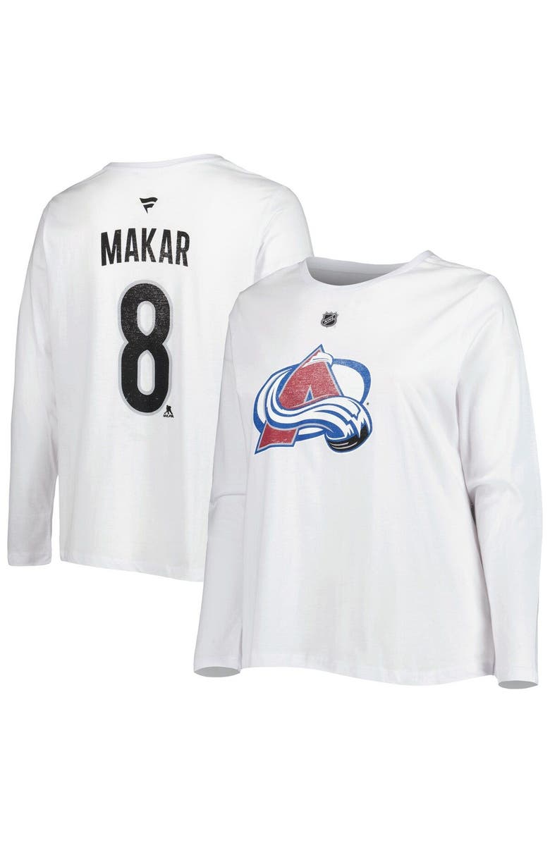 PROFILE Women's Profile Cale Makar White Colorado Avalanche Plus Size Name & Number Long Sleeve T-Shirt, Main, color, White