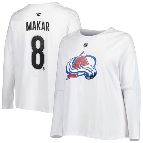 Women's Profile Cale Makar White Colorado Avalanche Plus Size Name & Number Long Sleeve T-Shirt