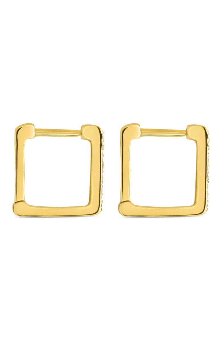 Sterling Forever Siena Pavé CZ Geometric Hoop Earrings, Alternate, color,