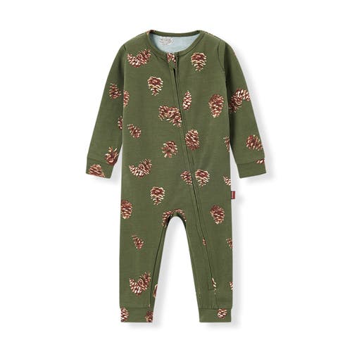 Milkbarn Cotton Stretch Zipper Pajama In Brown