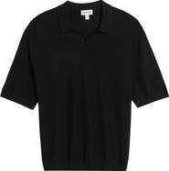 Open Edit Textured Stitch Short Sleeve Polo Sweater